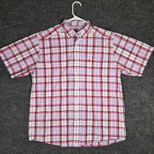 Ariat Pro Series Mens Short Sleeve Button Down Shirt Red Purple Plaid Western L